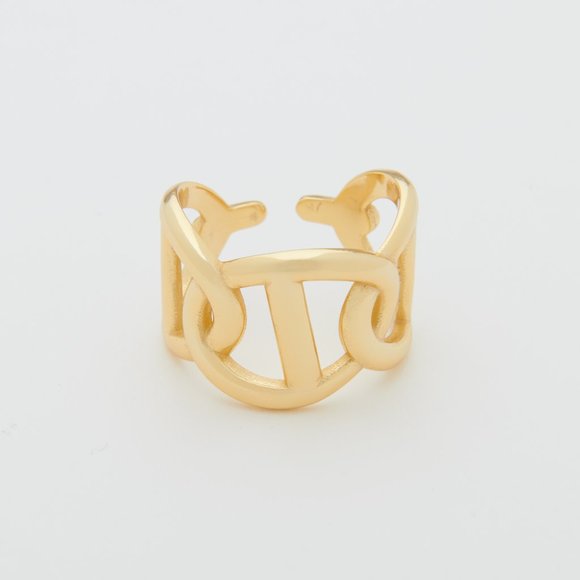 18K gold Vermeil Interlocking Gold Adjustable Ring - Picture 7 of 13